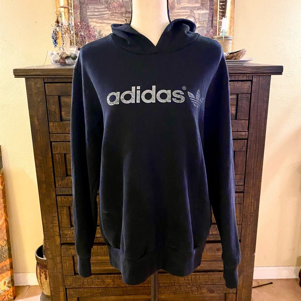 Black Adidas logo hooded sweatshirt